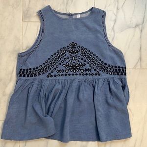 Blue tank top with pretty see-through cut outs